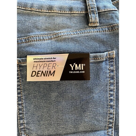 YMI Jeans Women Size L Blue Hyper Denim Long Bell Bottoms - Picture 8 of 12